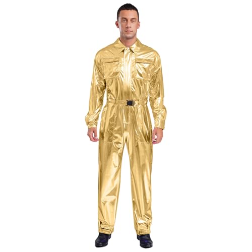 Rswnyirn Herren Overall Jumpsuit Lang Gänzkörperanzug mit Gürtel Glänzend Anzug Mottoparty Rave Festival Outfits Fasching Karneval Kostüm Gold M Rswnyirn Herren Overall Jumpsuit Lang Gänzkörperanzug mit Gürtel Glänzend Anzug Mottoparty Rave Festival Outfits Fasching Karneval Kostüm Gold M von Rswnyirn