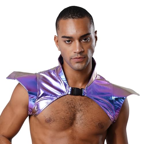 Rswnyirn Herren Schulter Rüstung Glänzend Oberteil Crop Tops Schulter Harness Geschirr mit Schnalle Steampunk Kostüm Zubehör Fas Blau M Rswnyirn Herren Schulter Rüstung Glänzend Oberteil Crop Tops Schulter Harness Geschirr mit Schnalle Steampunk Kostüm Zubehör Fas Blau M von Rswnyirn