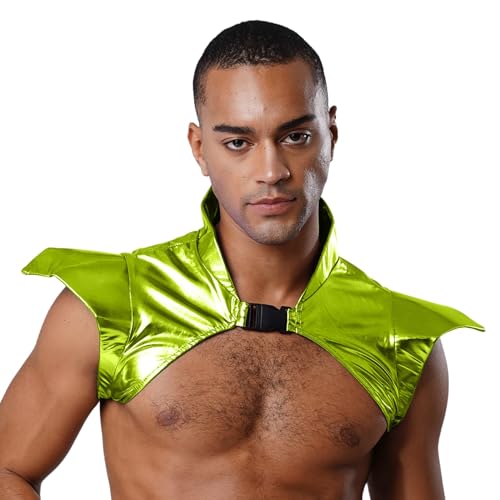 Rswnyirn Herren Schulter Rüstung Glänzend Oberteil Crop Tops Schulter Harness Geschirr mit Schnalle Steampunk Kostüm Zubehör Fas Leuchtendes Grün XL Rswnyirn Herren Schulter Rüstung Glänzend Oberteil Crop Tops Schulter Harness Geschirr mit Schnalle Steampunk Kostüm Zubehör Fas Leuchtendes Grün XL von Rswnyirn