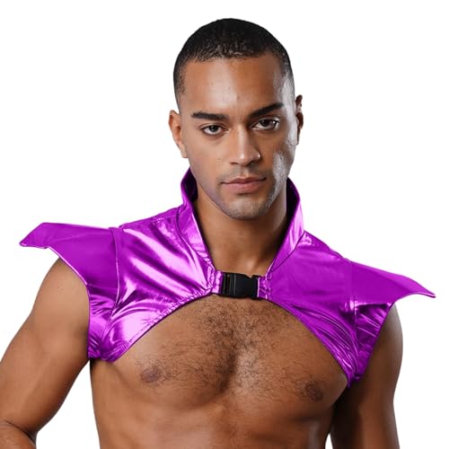 Rswnyirn Herren Schulter Rüstung Glänzend Oberteil Crop Tops Schulter Harness Geschirr mit Schnalle Steampunk Kostüm Zubehör Fas Violett XL Rswnyirn Herren Schulter Rüstung Glänzend Oberteil Crop Tops Schulter Harness Geschirr mit Schnalle Steampunk Kostüm Zubehör Fas Violett XL von Rswnyirn