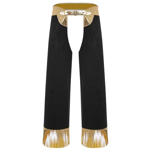 Rswnyirn Herren Western Cowboy Kostüm Cowboyhose Chaps Pants mit Verstellbaren Taillen Fasching Karneval Rollenspiel Kostüm Gold XXL Rswnyirn Herren Western Cowboy Kostüm Cowboyhose Chaps Pants mit Verstellbaren Taillen Fasching Karneval Rollenspiel Kostüm Gold XXL von Rswnyirn