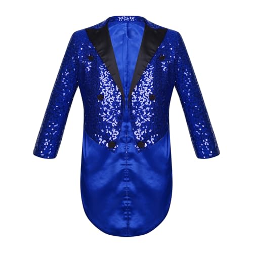 Rswnyirn Jungen Frack Jacke Pailletten Glitzer Smoking Mantel Gehrock Kinder Karneval Fasching Silvester Zirkus Show Outfit Blau 122-128/7-8 Jahre Rswnyirn Jungen Frack Jacke Pailletten Glitzer Smoking Mantel Gehrock Kinder Karneval Fasching Silvester Zirkus Show Outfit Blau 122-128/7-8 Jahre von Rswnyirn
