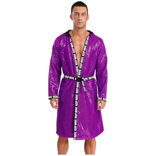 Rswnyirn Pailletten Boxer Mantel Lang Cover Up Kimono Robe Langarm Kapuzenmantel Glitzer Muay Thai Kickboxer Kleidung Pink 3XL von Rswnyirn