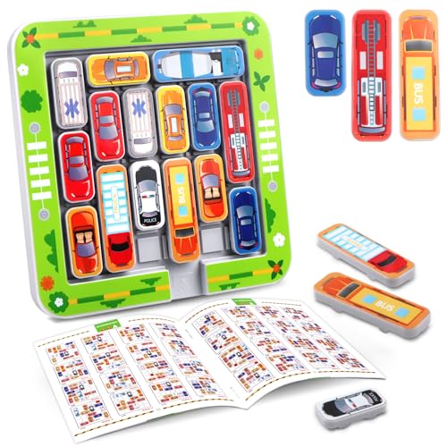 RtottiM Rush Hour Spiel, Auto Spielzeug Stauspiel Logikspiel mit 360 Levels,Parkspiele,IQ Spiele Brettspiele Kinderspielzeug Familienspiel, Denken Logik Puzzle für Jungen Mädchen ab 3 4 5 6 7 8 Jahren von RtottiM