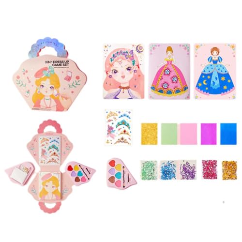 Rtyweth 3-in-1 Anziehspiel-Set, Make-up-Aktivität, Aufkleber-Bücher, Reise-Design, Fantasy-Buch, Spielzeug, Prinzessinnen-Make-up, Mode Rtyweth 3-in-1 Anziehspiel-Set, Make-up-Aktivität, Aufkleber-Bücher, Reise-Design, Fantasy-Buch, Spielzeug, Prinzessinnen-Make-up, Mode von Rtyweth