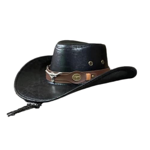 Rtyweth Klassischer Retro-Cowboyhut, Herren, Cowgirl, Nieten, Jazz für Herren, Herbst und Visiere, Party, Cosplay, Sommer, Damen Rtyweth Klassischer Retro-Cowboyhut, Herren, Cowgirl, Nieten, Jazz für Herren, Herbst und Visiere, Party, Cosplay, Sommer, Damen von Rtyweth