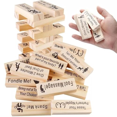 Rtyweth Super Naughty Block Tower Game - Fun Stacking Building Blocks Wooden For Couples, Valentine G Tower Stacking Blocks Tumbling von Rtyweth