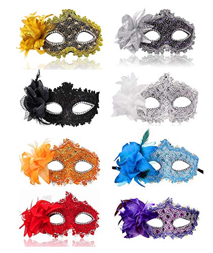 Ru S Maskenball-Masken für Damen, venezianischer Ball, Ball, Fasching, Halloween, Masken One Size fits Most 8 Farben Ru S Maskenball-Masken für Damen, venezianischer Ball, Ball, Fasching, Halloween, Masken One Size fits Most 8 Farben von Ru S
