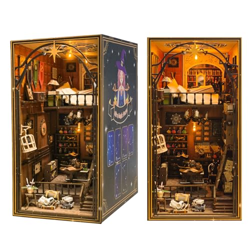 DIY Book Nook Kit - 3D Wooden DIY Miniature House Book Nook, Wooden Puzzle Bookends with LED Light, Puzzle Wooden Art Bookshelf Insert Decor, Magic Room Model Kit for Adult Building DIY Book Nook Kit - 3D Wooden DIY Miniature House Book Nook, Wooden Puzzle Bookends with LED Light, Puzzle Wooden Art Bookshelf Insert Decor, Magic Room Model Kit for Adult Building von Ruamny