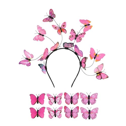 Buntes 3D-Schmetterlings-Stirnband für Mädchen, realistischer Schmetterlings-Haarreif, Partykleidung, Haarklammer, Karneval, Haarschmuck, Party-Thema von Ruarby