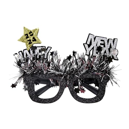 Ruarby Glitzernde Neujahrsbrille, lustige Cosplay-Brille, Foto-Requisiten für Weihnachten, Neujahr, Party, Verkleidungen, Brillen, Rahmen, Dekoration, Feier-Zubehör von Ruarby