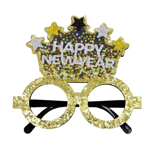 Ruarby Glitzernde Neujahrsbrille, lustige Cosplay-Brille, Foto-Requisiten für Weihnachten, Neujahr, Party, Verkleidungen, Brillen, Rahmen, Dekoration, Feier-Zubehör von Ruarby