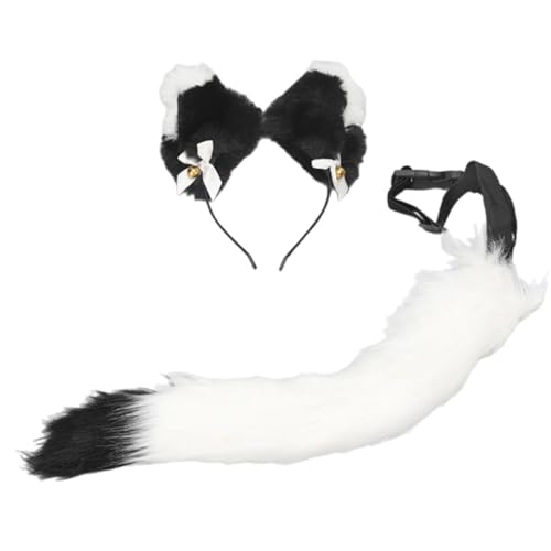 Ruarby Halloween-Katzen-Kostüm mit Katzenohren, Stirnband, pelzigem Schwanz, Katzenkostüm, Zubehör für Damen, Mädchen, Halloween, Cosplay, pelziger Schwanz und Ohren Ruarby Halloween-Katzen-Kostüm mit Katzenohren, Stirnband, pelzigem Schwanz, Katzenkostüm, Zubehör für Damen, Mädchen, Halloween, Cosplay, pelziger Schwanz und Ohren von Ruarby