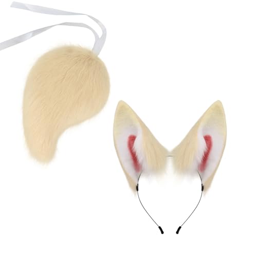 Ruarby Halloween-Wolf-Füchs-Kostüm-Zubehör für Kinder, Mädchen, Weihnachten, Halloween, Cosplay, Tierohren-Haarband, Plüschschwanz Ruarby Halloween-Wolf-Füchs-Kostüm-Zubehör für Kinder, Mädchen, Weihnachten, Halloween, Cosplay, Tierohren-Haarband, Plüschschwanz von Ruarby