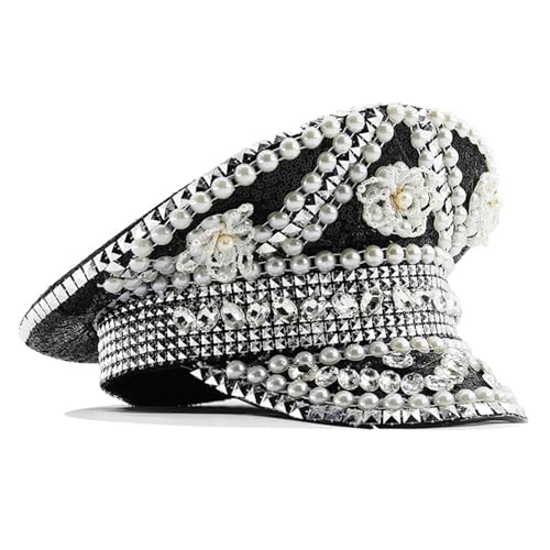 Ruarby Jeweled Captain Hat Heavy Crystal Party Hat Surprise Girl Boys Bride For Carnivals Music Festival Captain Hats Men von Ruarby
