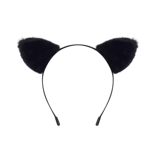 Ruarby Katzen-Haarband, Halloween-Haarband, Plüsch, Katzenohren, Haarreifen, Kostüm-Zubehör, Tier-Kopfbedeckung, Make-up-Dekorationen, niedliches Cosplay-Zubehör von Ruarby