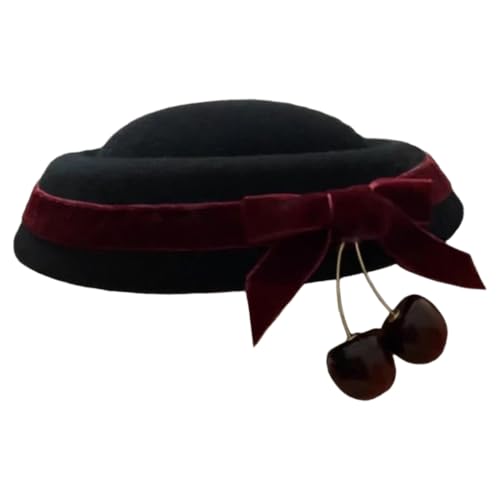 Ruarby Kleine Haarspange mit Fruchtschleife für Damen und Mädchen, süße Baskenmütze, Kopf-Accessoire für Abendparty und Alltag von Ruarby