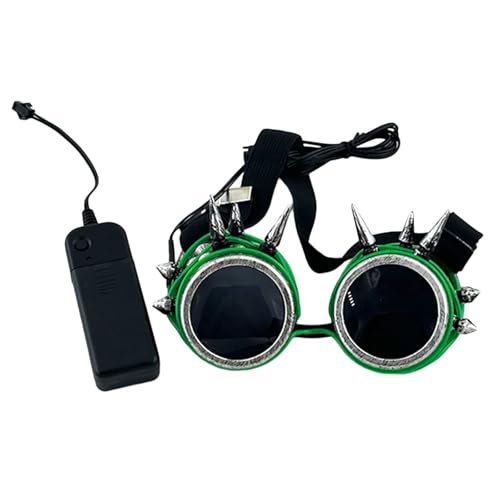 Ruarby LED-Brille, Vintage-Brille, Nieten, Cosplay-Brille für Damen und Herren, Halloween, Cosplay, Party, batteriebetriebenes Licht von Ruarby