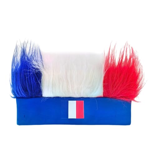 Ruarby Unisex Französische Themed Afro Perücken Atmungsaktive Kopfbedeckung Cosplay Karneval Kostüm Zubehör für Spieltage und Festivals Cheerleading Kopfbedeckung von Ruarby