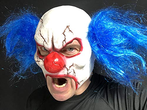 Clown-Maske mit offenem Mundbereich, aus Latex, mit roten Kunsthaaren, Horrormaske für Halloween usw. von Rubber Johnnies TM