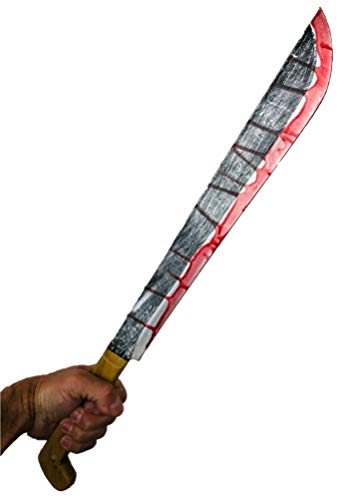 Rubber Johnnies Vintage Dschungel Blutige Machete, Fake, PU-Schaum, Con Safe, 60 cm lang, leicht, Halloween-Kostüme, Filmrequisiten Rubber Johnnies Vintage Dschungel Blutige Machete, Fake, PU-Schaum, Con Safe, 60 cm lang, leicht, Halloween-Kostüme, Filmrequisiten von Rubber Johnnies