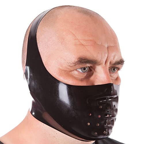 Rubberfashion Latex Hannibal Lecter Maske - Latex Maske Halloween mit Atemlöchern für Herren schwarz 0.4mm Einheitsgröße von Rubberfashion