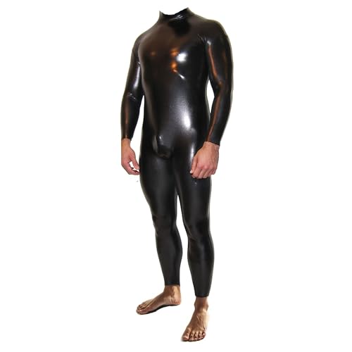 Rubberfashion Wetlook Catsuit - Ganzkörper Glanz Ganzanzug Suit - Schritt offen für Damen und Herren Schwarz Metallic XXL Rubberfashion Wetlook Catsuit - Ganzkörper Glanz Ganzanzug Suit - Schritt offen für Damen und Herren Schwarz Metallic XXL von Rubberfashion