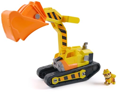 Rubble & Crew – Rubbles extragroßer 2-in-1 Premium Bagger-Fahrzeug: Planierraupe mit Baggerschaufel, Schweißbrenner, Schraubenzieher, Schraubenschlüssel & Rubble Figur – ab 3 Jahren von Rubble & Crew