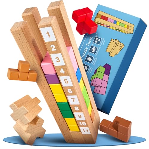 Puzzle Brain Tower Holzspielzeug ab 3 Jahre – Logikspiel mit 3 Schwierigkeitsstufen und 21 Level – Montessori Lernspielzeug für Kinder – Farben & Zahlen lernen, Denkspiel zur Förderung der Entwicklung Puzzle Brain Tower Holzspielzeug ab 3 Jahre – Logikspiel mit 3 Schwierigkeitsstufen und 21 Level – Montessori Lernspielzeug für Kinder – Farben & Zahlen lernen, Denkspiel zur Förderung der Entwicklung von Rubby Rubber