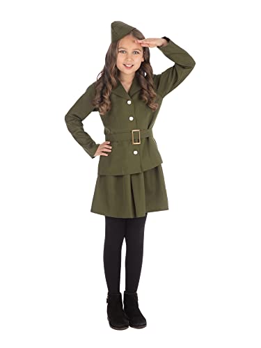 Bristol Novelty CF243S Kostüm Soldat aus 2. Weltkrieg, Mädchen, 1 Stück, Größe S, grün, Alter: 4–6 Jahre Halloween Bristol Novelty CF243S Kostüm Soldat aus 2. Weltkrieg, Mädchen, 1 Stück, Größe S, grün, Alter: 4–6 Jahre Halloween von Bristol Novelty