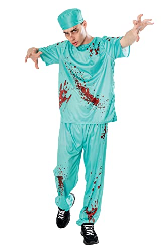 Bristol Novelty Forum Kostüm Blutiger Arzt, für Erwachsene, Größe M, blau von Bristol Novelty