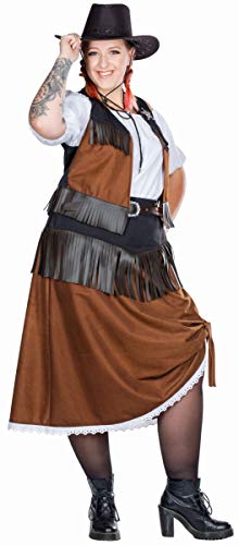 Generique - Traditionelles Cowgirl-Kostüm Western-Verkleidung Übergröße braun-schwarz-Weiss - XL / XXL von Rubie's