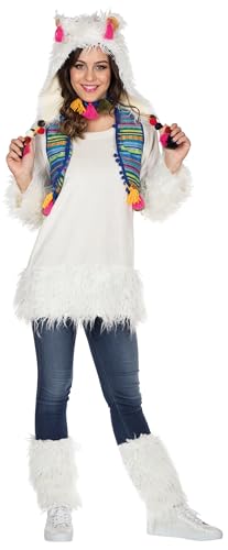 PartyXPeople Lama Kostüm inkl. Stulpen und Mütze ǀ Alpaka Tier Verkleidung Damen ǀ weiß 13302 (48) von PartyXPeople