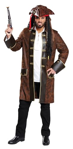 PartyXpeople Piratenmantel Herren | Seeräuber Freibeuter Buccaneer |Kostüm Verkleidung Karneval Fasching |braun 14633-48 von PartyXpeople