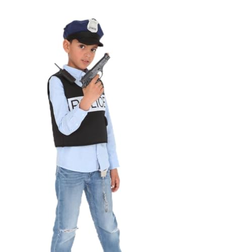 RUBIE'S Polizistenkostüm für Kinder – Einheitsgröße 5-8 Jahre – Kostüm mit bedrucktem Brustpanzer, Mütze, Handschellen, Pistole und Walkie-Talkie aus Kunststoff – für Karneval, Geburtstag RUBIE'S Polizistenkostüm für Kinder – Einheitsgröße 5-8 Jahre – Kostüm mit bedrucktem Brustpanzer, Mütze, Handschellen, Pistole und Walkie-Talkie aus Kunststoff – für Karneval, Geburtstag von Rubie's