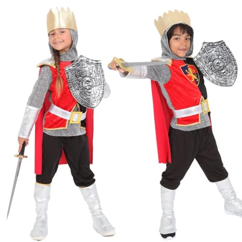 RUBIE'S Ritter-Kostüm – Größe 3-4 Jahre – sehr komplettes Kostüm mit Oberteil, Hose, Schwert und Schild, Krone und Überschuh – perfektes Kostüm für Karneval, Geburtstag von RUBIE'S