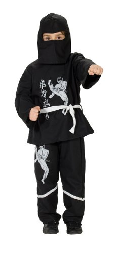 Rubie's 1 2131 140 - Ninja Kostüm, Größe 140, 3-teilig, schwarz von Rubies