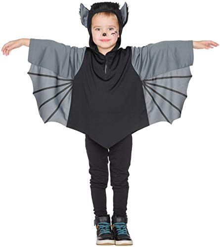 PartyXPeople Fledermaus Kinderkostüm mit Kapuze Bat Vampir-Fledermaus Verkleidung Tier-Kostüm schwarz-grau 12307-116 von PartyXPeople