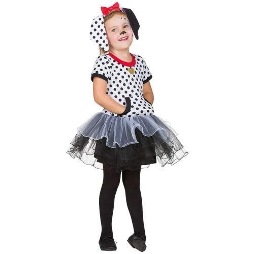 PartyXPeople Kostüm Dalmatiner Kinder I Gr. 116 I Inkl. Haarreif mit Dalmatiner Ohren I Schwarz-Weißer Tüll | Kragen mit eingenähtem Hundehalsband und Hundemarke von PartyXPeople