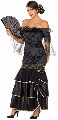 Rubie's 13461-40 Damen Kostüm Flamenco Spanierin Tänzerin Kleid latein Ballkleid Fasching (40), Schwarz, Gold von Rubies