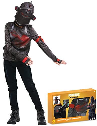 Rubies Panoplie Black Knight Top + Sturmhaube + Brave Flasche - Fortnite, Ado, 155119XXL, Größe XXL 1-12 Jahre von Rubie's