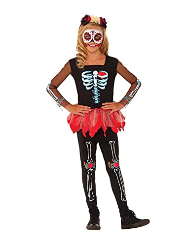 Rubie's 610923L Offizielles Scared to The Bone Halloween-Kostüm Tag der Toten für Mädchen, großes Halloween Rubie's 610923L Offizielles Scared to The Bone Halloween-Kostüm Tag der Toten für Mädchen, großes Halloween von Rubie's