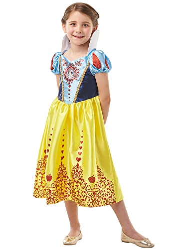 Rubie's 640712L Offizielles Disney-Prinzessinnenkostüm Schneewittchen, mit Edelsteinmotiv, Mädchen, Größe L 7-8 Jahre, Körpergröße 128 cm von Rubie's