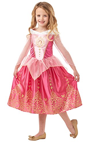 Rubie's 640714S Offizielles Disney-Prinzessinnenkostüm Dornröschen, mit Edelsteinmotiv, Mädchen, Größe S 3-4 Jahre, Körpergröße 104 cm von Rubie's