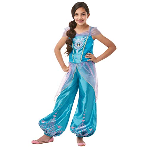 Rubie's 640725 Offizielles Disney-Prinzessinnenkostüm Jasmin, mit Edelsteinmotiv, Mädchen, 9-10 Jahre, Körpergröße 140 cm von Rubie´s