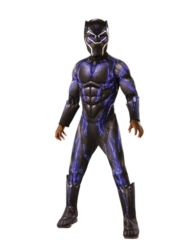 Rubie's Offizielles Luxuskostüm Black Panther, Avengers, Kampfanzug, Kindergröße L, 8-10 Jahre, Körpergröße 147 cm, Mehrfarbig von Marvel