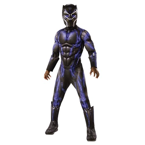 Rubie's Offizielles Luxuskostüm Black Panther, Avengers, Kampfanzug, Kindergröße L, 8-10 Jahre, Körpergröße 147 cm, Mehrfarbig von Marvel