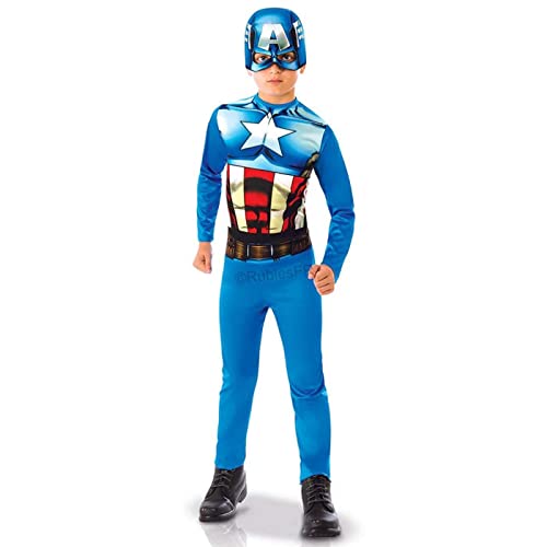 Rubie’s I-610759L captain america Kostüm, Jungen, blau, L-7 à 8 ans-117 à 128 cm von Rubie’s