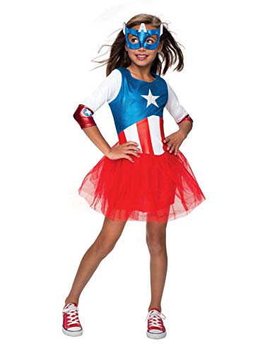 Rubie 's Deluxe Marvel Captain-America-Kostüm Für Mädchen, American Dream, Kleid, Größe S, Alter 3-4, Höhe 112-122 cm von Rubie's