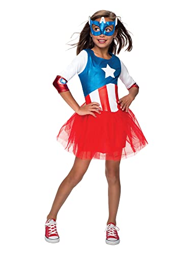 Rubie 's Deluxe Marvel Captain-America-Kostüm Für Mädchen, American Dream, Kleid, Größe S, Alter 3-4, Höhe 112-122 cm von Rubie's